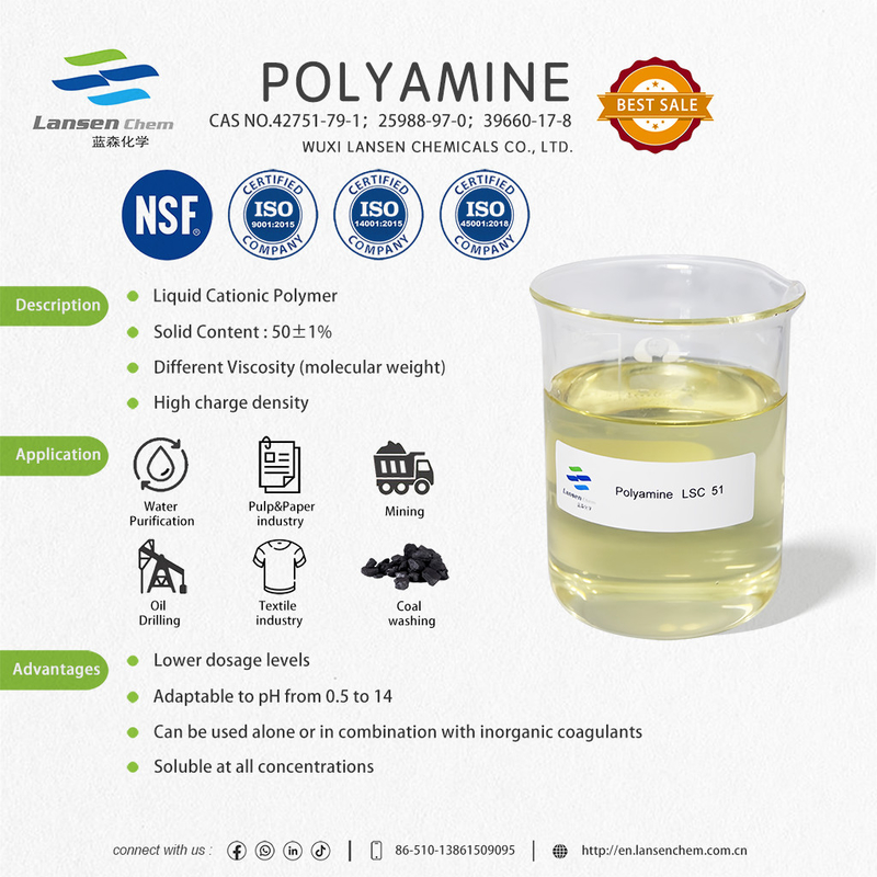 Các hóa chất làm sạch nước polyamin cationic cho xử lý nước thải và làm mất màu trong ngành dệt may
